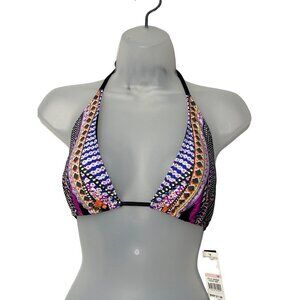 La Blanca String Bikini Top SZ 10 Colorful Print NEW